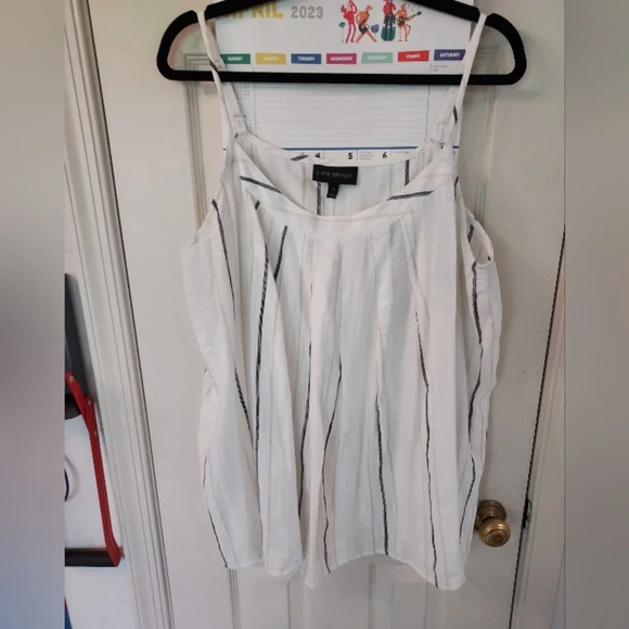 Lane Bryant Black, Gold and Cream Spaghetti Strip Striped Blouse in Size 22 - Picture 1 of 10
